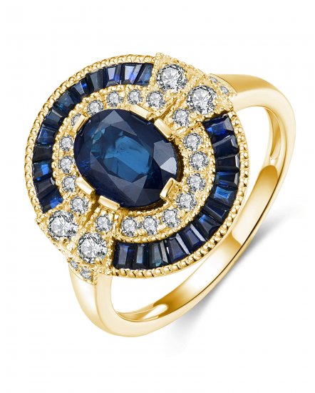 OVAL SAPPHIRE DIAMOND RING (TR4238)